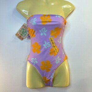 Pull & Bear Women's Summer Edition Light Purple Floral Swimsuit - Size Small NWT